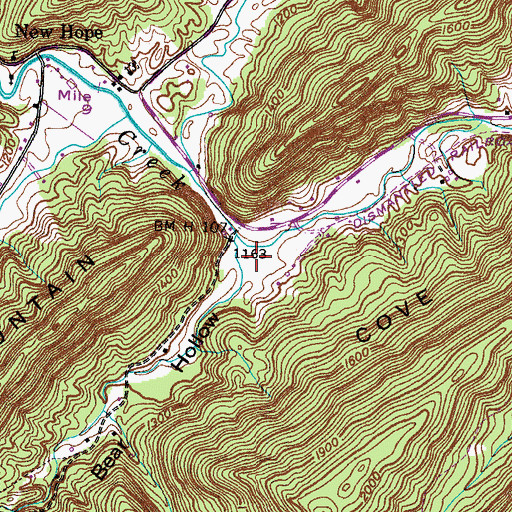 Topographic Map of Bear Hollow, TN