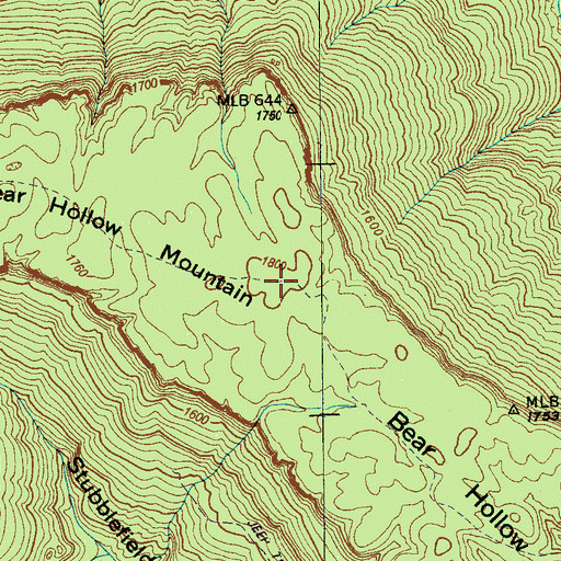 Topographic Map of Bear Hollow Mountain, TN