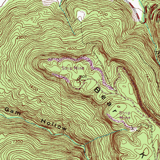 Topographic Map of Bear Knob, TN