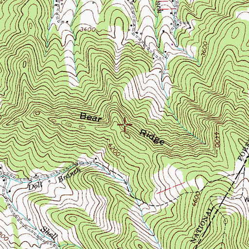 Topographic Map of Bear Ridge, TN