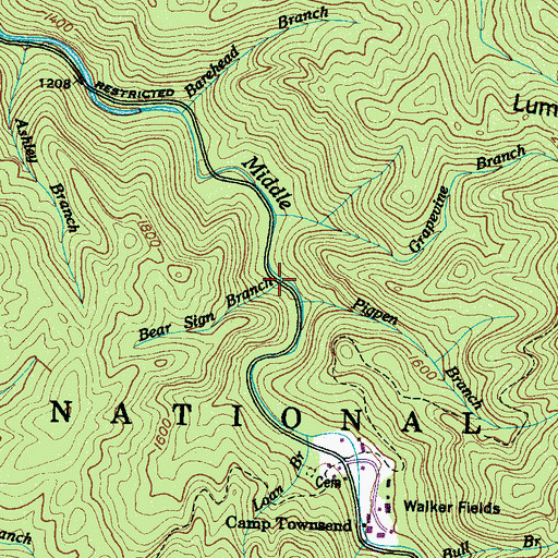 Topographic Map of Bear Sign Branch, TN