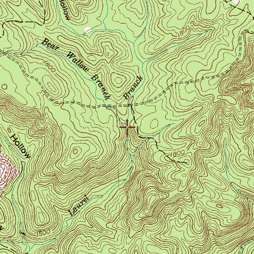 Topographic Map of Bear Wallow Branch, TN