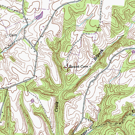Topographic Map of Beard Cemetery, TN