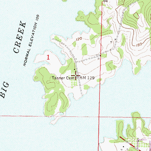 Topographic Map of Tanner Cemetery, AL