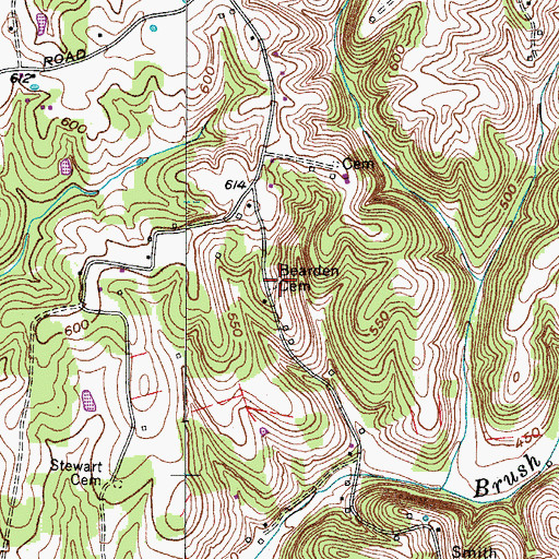 Topographic Map of Bearden Cemetery, TN