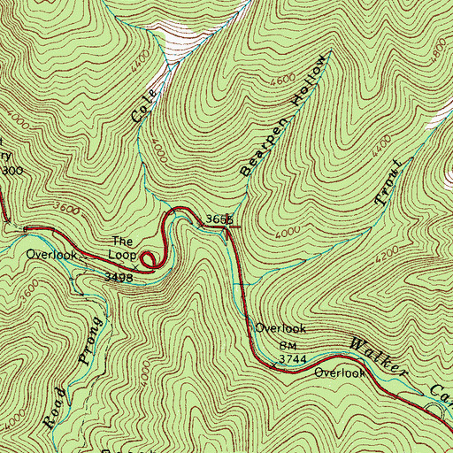 Topographic Map of Bearpen Hollow, TN