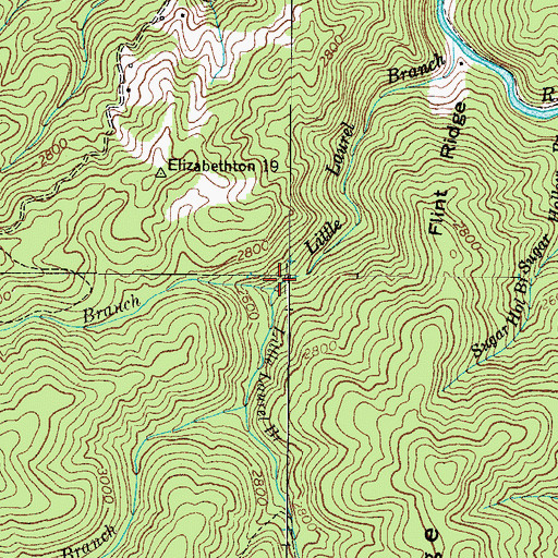 Topographic Map of Bearwallow Branch, TN