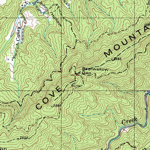 Topographic Map of Bearwallow Gap, TN