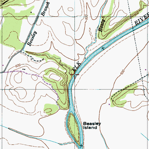 Topographic Map of Beasley Branch, TN