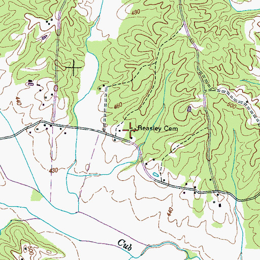 Topographic Map of Beasley Cemetery, TN