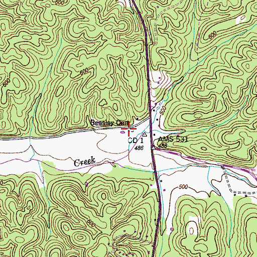 Topographic Map of Beasley Cemetery, TN
