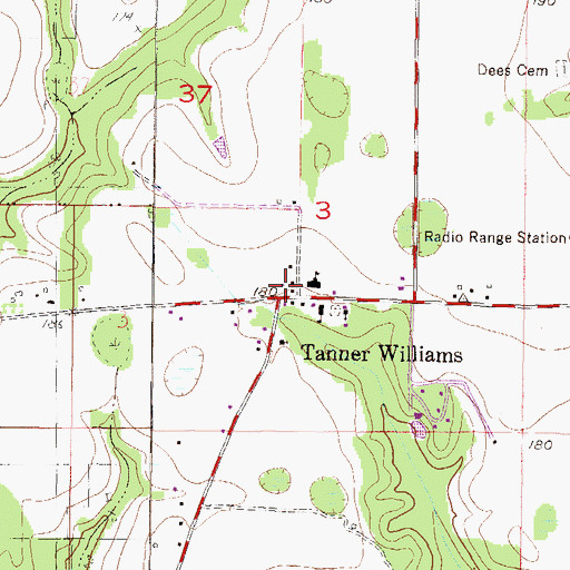 Topographic Map of Tanner Williams, AL