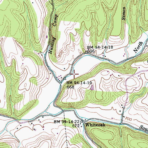 Topographic Map of Beasley Church, TN