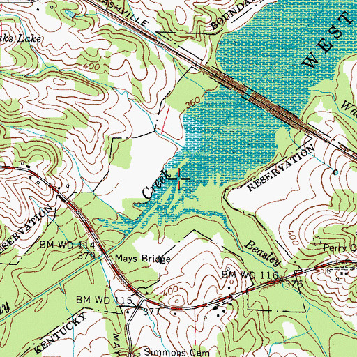 Topographic Map of Beasley Creek, TN