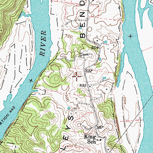 Topographic Map of Beasleys Bend, TN