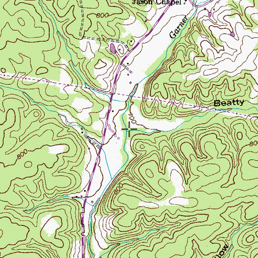 Topographic Map of Beatty Hollow, TN