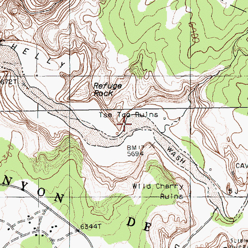 Topographic Map of Tse Taa Ruins, AZ