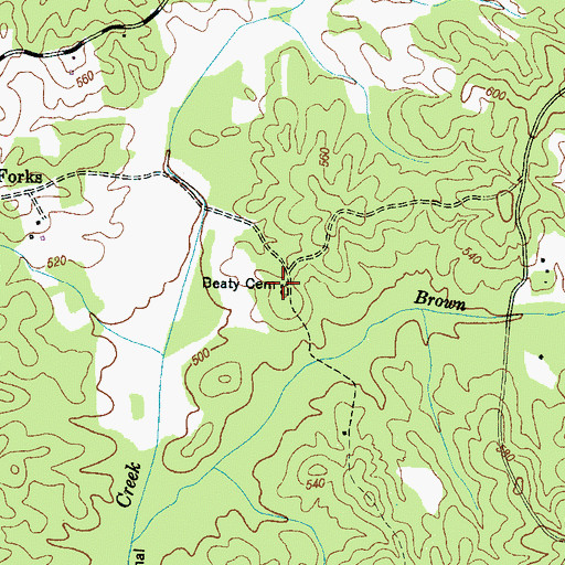 Topographic Map of Beaty Cemetery, TN