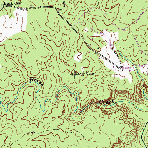 Topographic Map of Beaty Cemetery, TN
