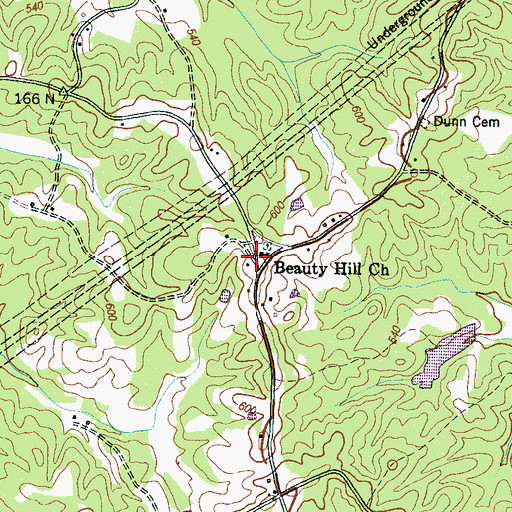 Topographic Map of Beauty Hill Church, TN