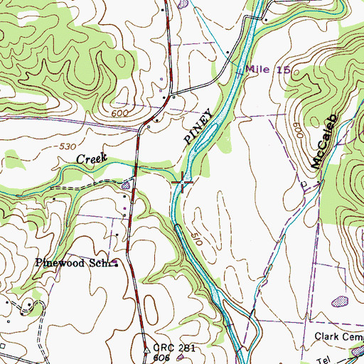 Topographic Map of Beaver Creek, TN