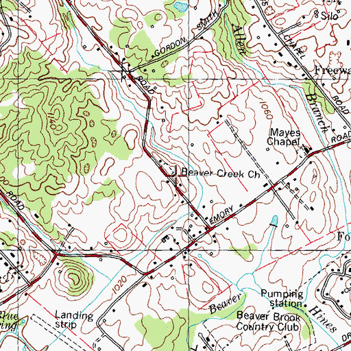 Topographic Map of Beaver Creek Church, TN