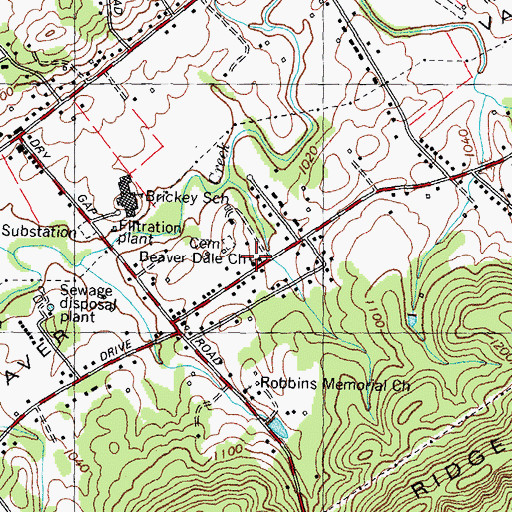 Topographic Map of Beaver Dale Church, TN