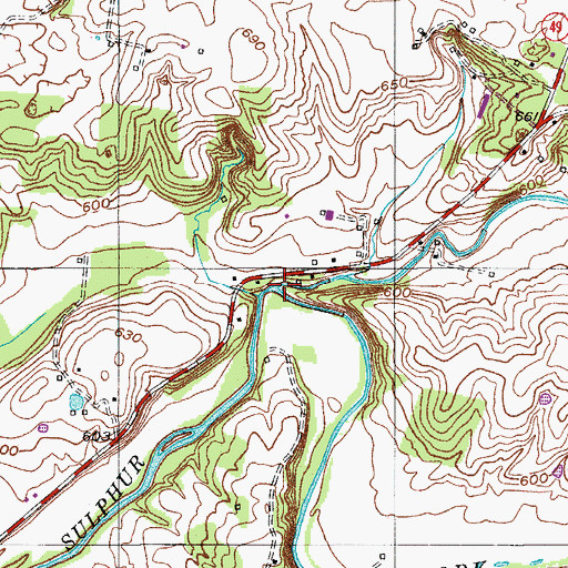 Topographic Map of Beaver Dam Creek, TN