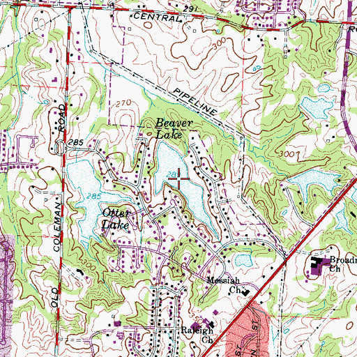 Topographic Map of Beaver Lake, TN