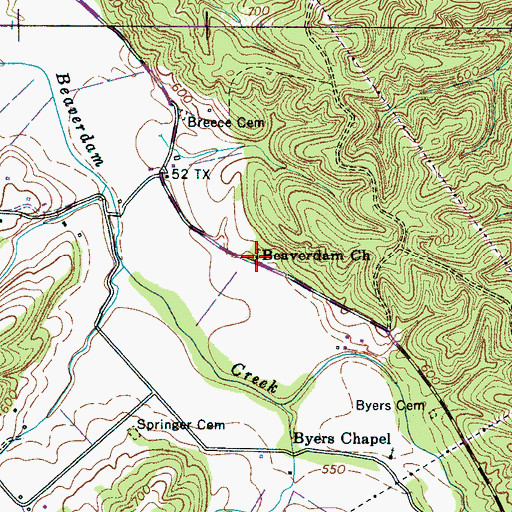 Topographic Map of Beaverdam Church, TN