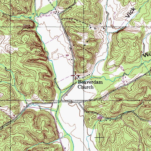 Topographic Map of Beaverdam Church, TN