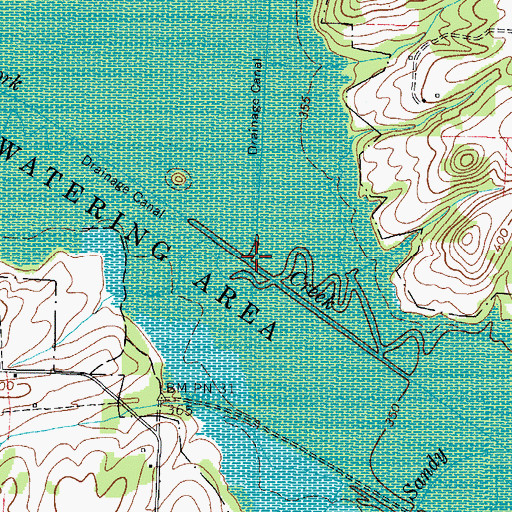 Topographic Map of Beaverdam Creek, TN