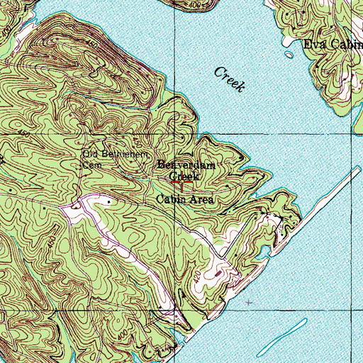 Topographic Map of Beaverdam Creek Cabin Area, TN