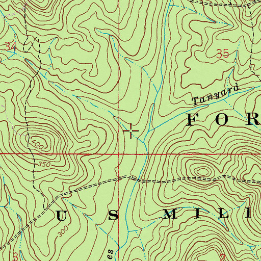 Topographic Map of Tanyard Branch, AL