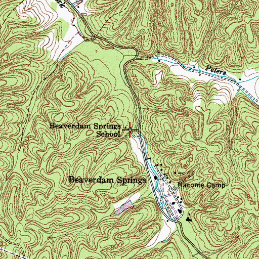 Topographic Map of Beaverdam Springs School, TN