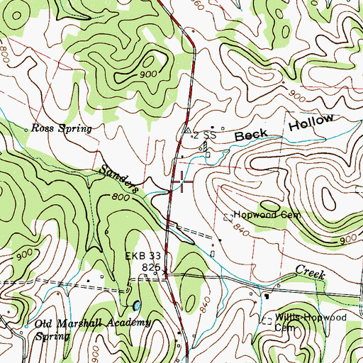 Topographic Map of Beck Hollow, TN