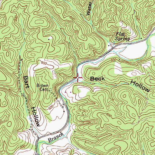 Topographic Map of Beck Hollow, TN