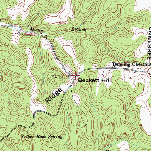 Topographic Map of Beckett Hill, TN