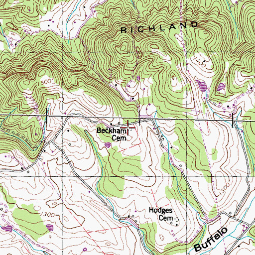Topographic Map of Beckham Cemetery, TN