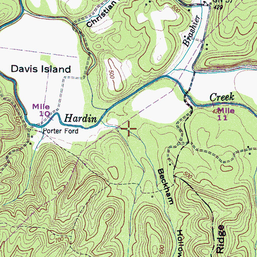 Topographic Map of Beckham Hollow, TN