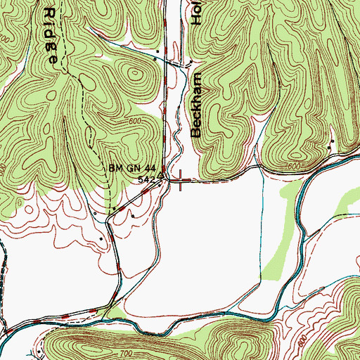 Topographic Map of Beckham Hollow, TN