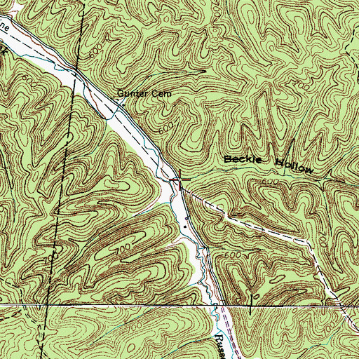 Topographic Map of Beckie Hollow, TN