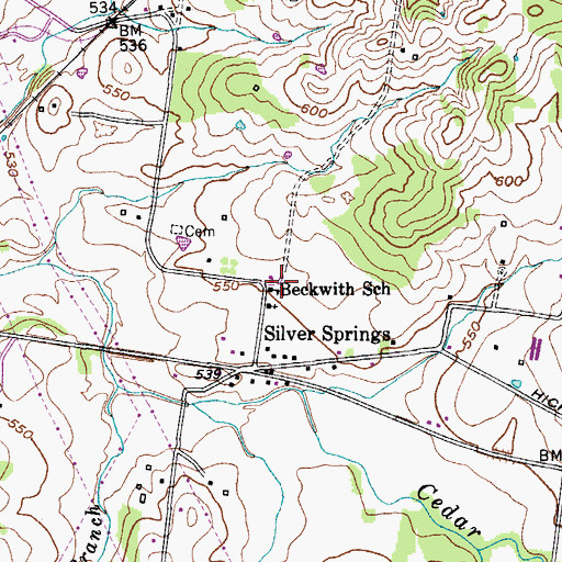 Topographic Map of Beckwith School, TN