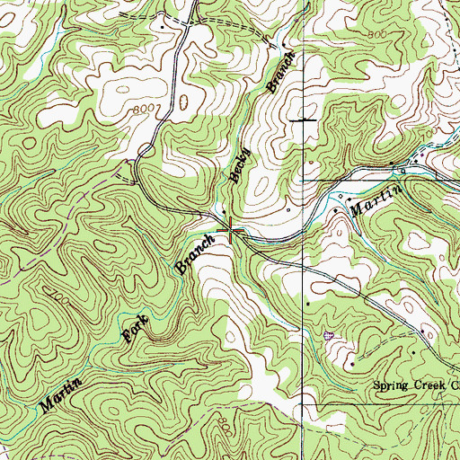 Topographic Map of Becky Branch, TN