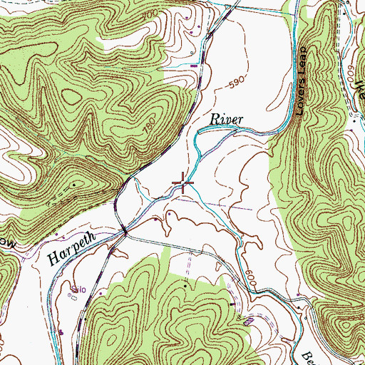 Topographic Map of Bedford Creek, TN