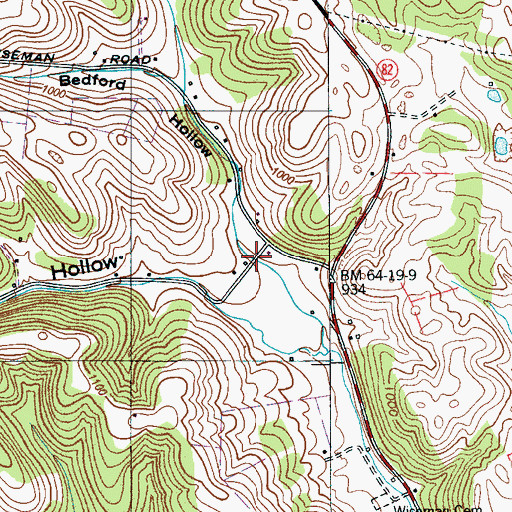 Topographic Map of Bedford Hollow, TN