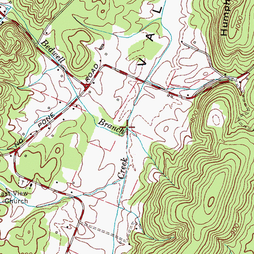 Topographic Map of Bedwell Branch, TN