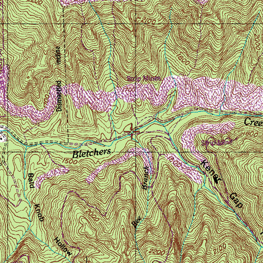 Topographic Map of Bee Branch, TN