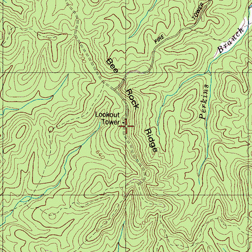 Topographic Map of Bee Rock Ridge, TN