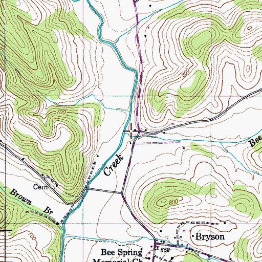 Topographic Map of Bee Spring Branch, TN